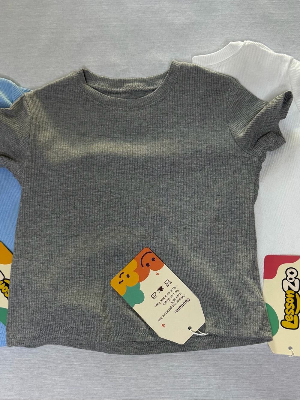 NWT Lesson Zoo Girls Ribbed Tops 2T 3 Piece Bundle gray, blue, white